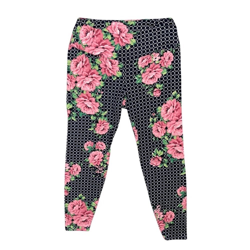 Piphany Womens Floral & Polka Dot Leggings Size Medium Stretchy Soft Polyester B